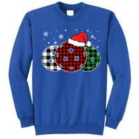 Pickleball Christmas Santa Hat Snowflakes Buffalo Plaid Funny Gift Tall Sweatshirt