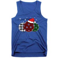 Pickleball Christmas Santa Hat Snowflakes Buffalo Plaid Funny Gift Tank Top