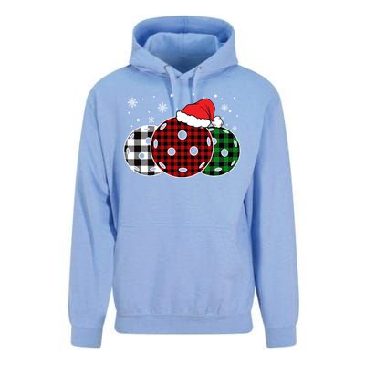 Pickleball Christmas Santa Hat Snowflakes Buffalo Plaid Funny Gift Unisex Surf Hoodie