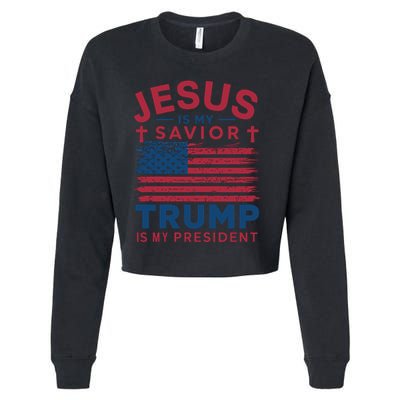 Patriotic Christian Support Graphic Cropped Pullover Crew