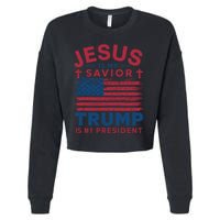 Patriotic Christian Support Graphic Cropped Pullover Crew