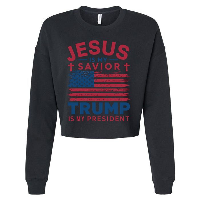 Patriotic Christian Support Graphic Cropped Pullover Crew