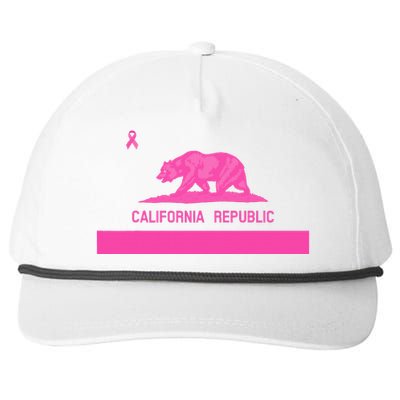 Pink California State CA Flag Breast Cancer Awareness Month  Snapback Five-Panel Rope Hat