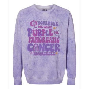 Pancreatic Cancer Support In November We Wear Purple Colorblast Crewneck Sweatshirt