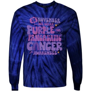 Pancreatic Cancer Support In November We Wear Purple Tie-Dye Long Sleeve Shirt