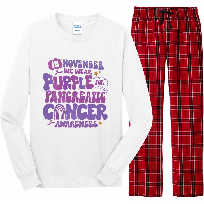 Pancreatic Cancer Support In November We Wear Purple Long Sleeve Pajama Set