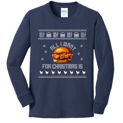 Popeyes Chicken Sandwich Funny Ugly Christmas Sweaters Kids Long Sleeve Shirt