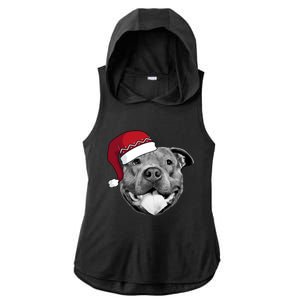 Pitbull Christmas Santa Dog Xmas Cute Pit Bull Lover Funny Gift Great Gift Ladies PosiCharge Tri-Blend Wicking Draft Hoodie Tank