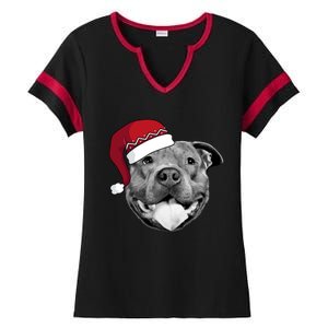 Pitbull Christmas Santa Dog Xmas Cute Pit Bull Lover Funny Gift Great Gift Ladies Halftime Notch Neck Tee