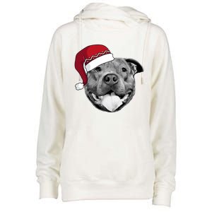 Pitbull Christmas Santa Dog Xmas Cute Pit Bull Lover Funny Gift Great Gift Womens Funnel Neck Pullover Hood