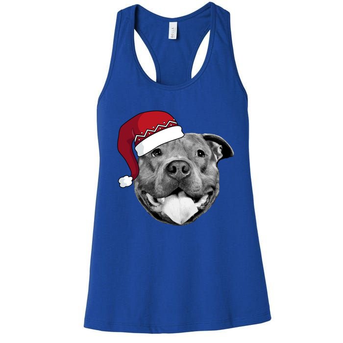 Pitbull Christmas Santa Dog Xmas Cute Pit Bull Lover Funny Gift Great Gift Women's Racerback Tank