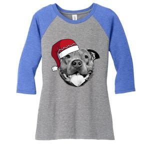 Pitbull Christmas Santa Dog Xmas Cute Pit Bull Lover Funny Gift Great Gift Women's Tri-Blend 3/4-Sleeve Raglan Shirt