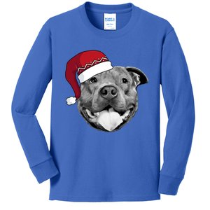 Pitbull Christmas Santa Dog Xmas Cute Pit Bull Lover Funny Gift Great Gift Kids Long Sleeve Shirt