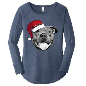 Pitbull Christmas Santa Dog Xmas Cute Pit Bull Lover Funny Gift Great Gift Women's Perfect Tri Tunic Long Sleeve Shirt