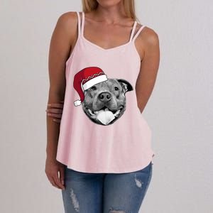 Pitbull Christmas Santa Dog Xmas Cute Pit Bull Lover Funny Gift Great Gift Women's Strappy Tank