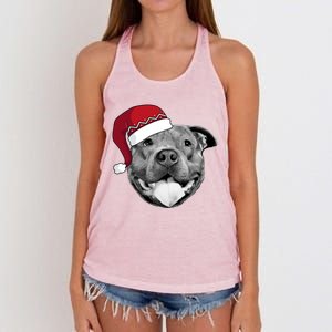 Pitbull Christmas Santa Dog Xmas Cute Pit Bull Lover Funny Gift Great Gift Women's Knotted Racerback Tank