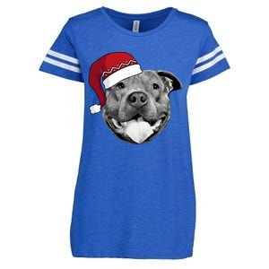 Pitbull Christmas Santa Dog Xmas Cute Pit Bull Lover Funny Gift Great Gift Enza Ladies Jersey Football T-Shirt