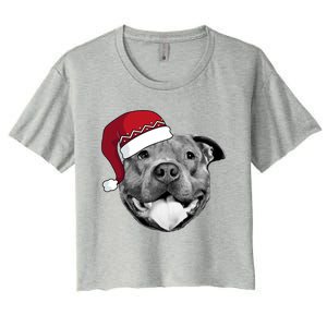 Pitbull Christmas Santa Dog Xmas Cute Pit Bull Lover Funny Gift Great Gift Women's Crop Top Tee