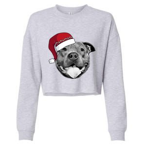 Pitbull Christmas Santa Dog Xmas Cute Pit Bull Lover Funny Gift Great Gift Cropped Pullover Crew