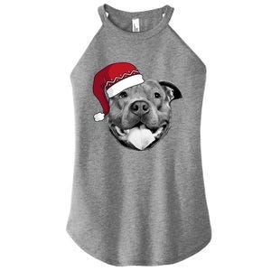 Pitbull Christmas Santa Dog Xmas Cute Pit Bull Lover Funny Gift Great Gift Women's Perfect Tri Rocker Tank