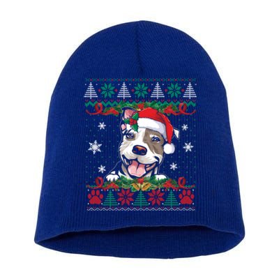 Pitbull Christmas Santa Ugly Sweater Dog Lover Xmas Pajama Gift Short Acrylic Beanie