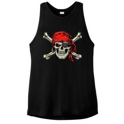 Pirate Costume Skull And Crossbones Jolly Roger Pirate Ladies PosiCharge Tri-Blend Wicking Tank