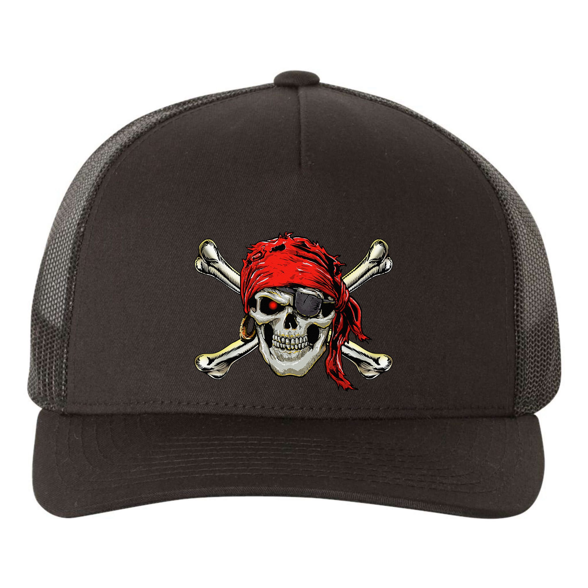 Pirate Costume Skull And Crossbones Jolly Roger Pirate Yupoong Adult 5-Panel Trucker Hat