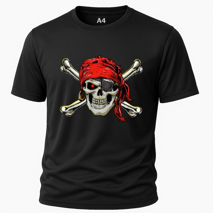 Pirate Costume Skull And Crossbones Jolly Roger Pirate Cooling Performance Crew T-Shirt