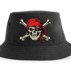 Pirate Costume Skull And Crossbones Jolly Roger Pirate Sustainable Bucket Hat