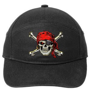 Pirate Costume Skull And Crossbones Jolly Roger Pirate 7-Panel Snapback Hat