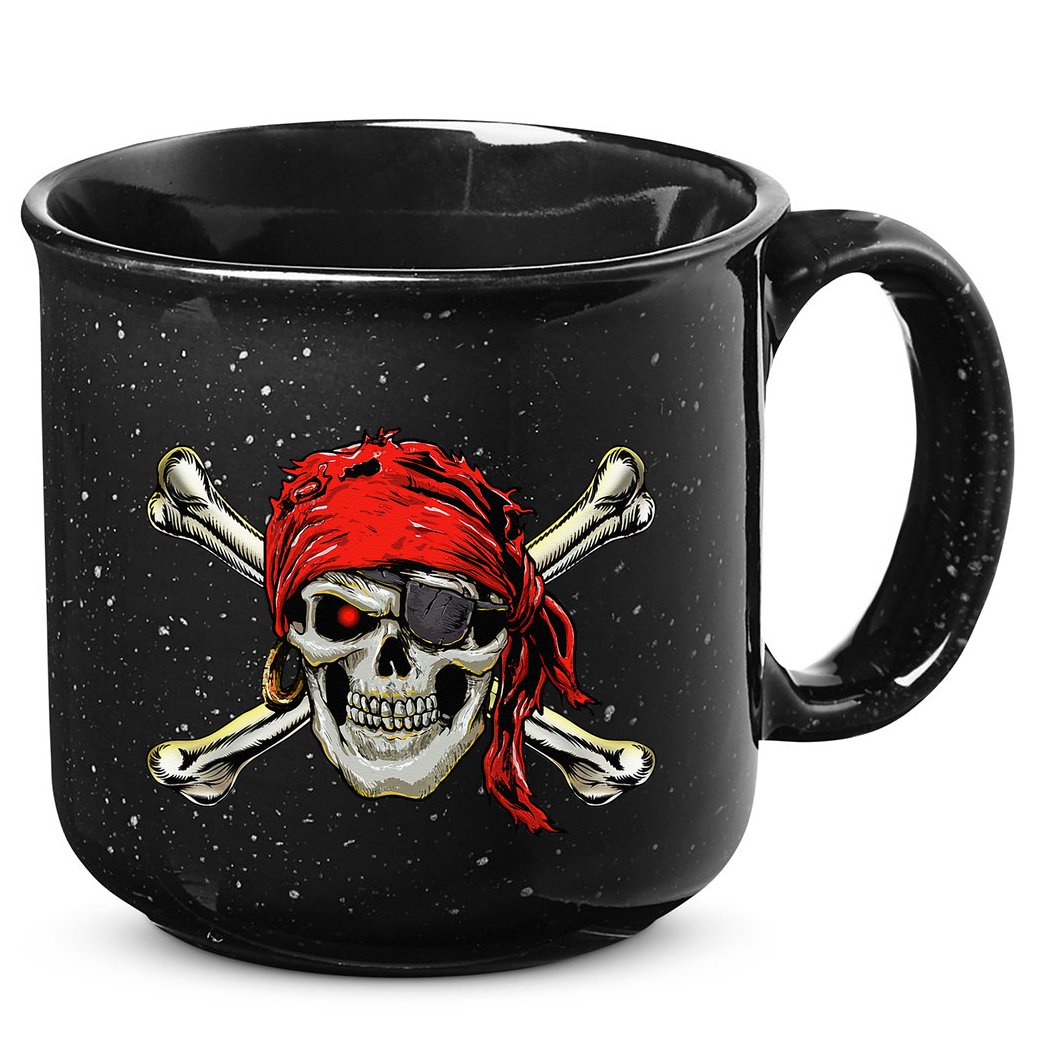 Pirate Costume Skull And Crossbones Jolly Roger Pirate 15oz Campfire Ceramic Mug