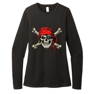 Pirate Costume Skull And Crossbones Jolly Roger Pirate Womens CVC Long Sleeve Shirt