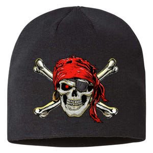 Pirate Costume Skull And Crossbones Jolly Roger Pirate Sustainable Beanie