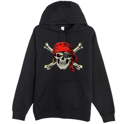 Pirate Costume Skull And Crossbones Jolly Roger Pirate Premium Pullover Hoodie