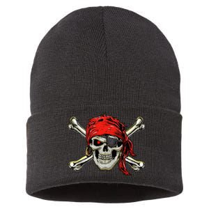 Pirate Costume Skull And Crossbones Jolly Roger Pirate Sustainable Knit Beanie