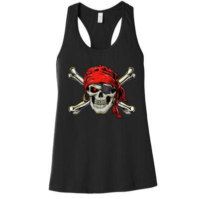 Pirate Costume Skull And Crossbones Jolly Roger Pirate Women's Racerback Tank