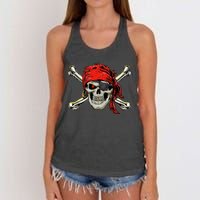 Pirate Costume Skull And Crossbones Jolly Roger Pirate Women's Knotted Racerback Tank