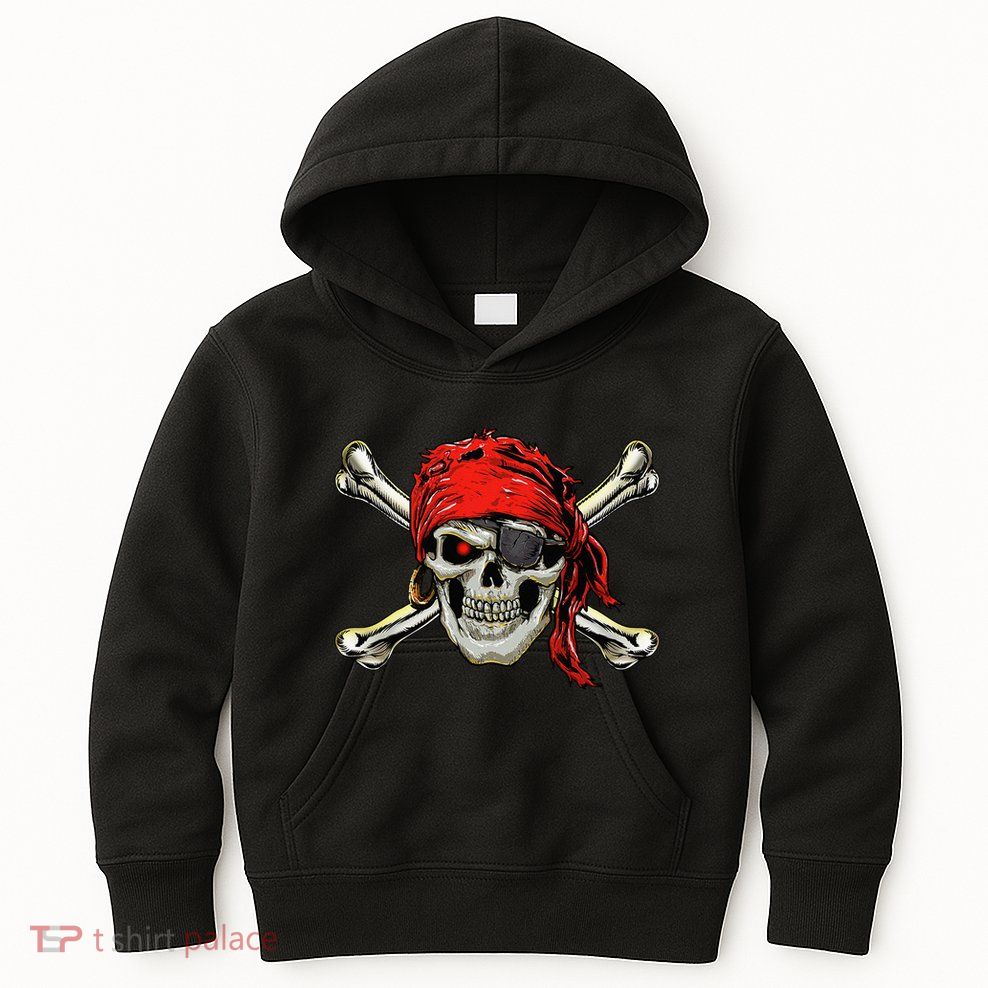 Pirate Costume Skull And Crossbones Jolly Roger Pirate Kids Hoodie