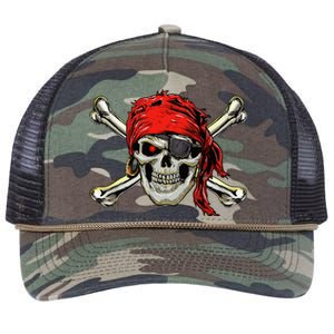 Pirate Costume Skull And Crossbones Jolly Roger Pirate Retro Rope Trucker Hat Cap