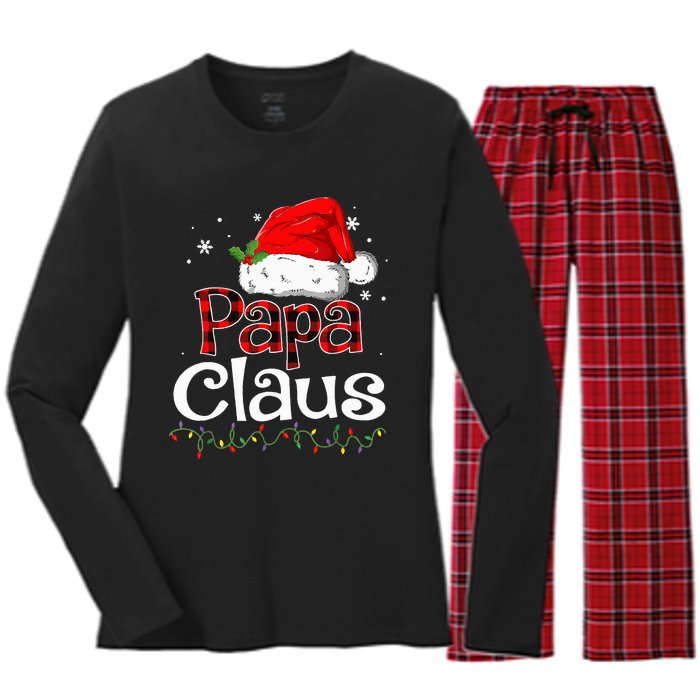 Papa Claus Santa Funny Christmas Pajama Matching Family  Women's Long Sleeve Flannel Pajama Set 