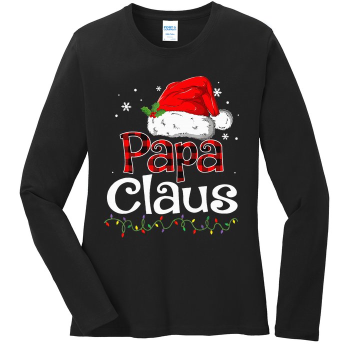 Papa Claus Santa Funny Christmas Pajama Matching Family  Ladies Long Sleeve Shirt