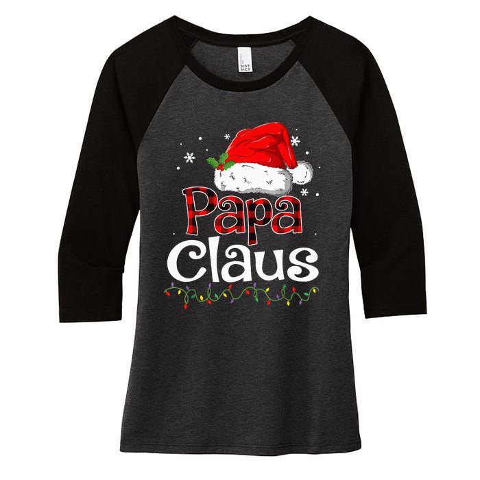 Papa Claus Santa Funny Christmas Pajama Matching Family  Women's Tri-Blend 3/4-Sleeve Raglan Shirt