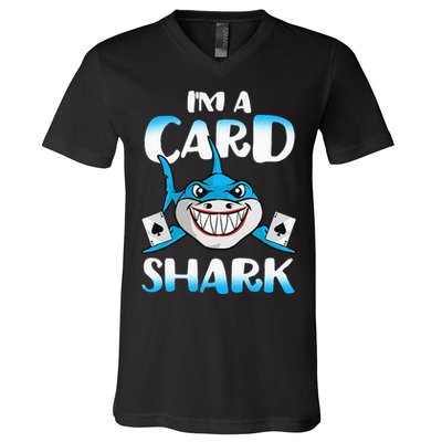 Poker Card Shark Casino Gamble Beach V-Neck T-Shirt