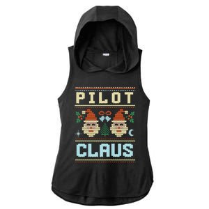 Pilot Claus Santa Flying Ugly Christmas Matching Aviator Funny Gift Ladies PosiCharge Tri-Blend Wicking Draft Hoodie Tank