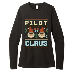 Pilot Claus Santa Flying Ugly Christmas Matching Aviator Funny Gift Womens CVC Long Sleeve Shirt