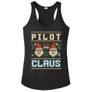 Pilot Claus Santa Flying Ugly Christmas Matching Aviator Funny Gift Ladies PosiCharge Competitor Racerback Tank