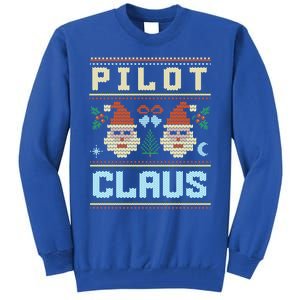 Pilot Claus Santa Flying Ugly Christmas Matching Aviator Funny Gift Tall Sweatshirt