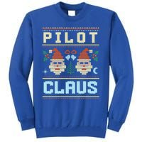 Pilot Claus Santa Flying Ugly Christmas Matching Aviator Funny Gift Tall Sweatshirt