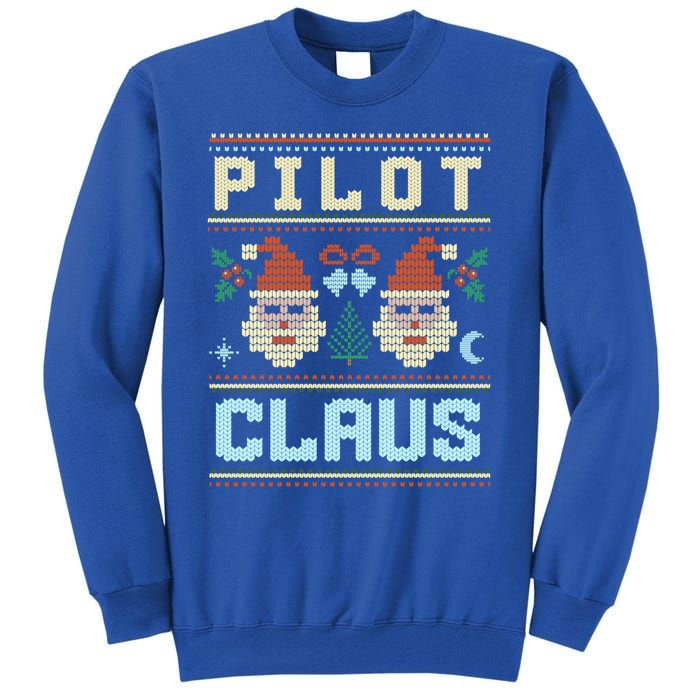 Pilot Claus Santa Flying Ugly Christmas Matching Aviator Funny Gift Tall Sweatshirt