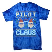 Pilot Claus Santa Flying Ugly Christmas Matching Aviator Funny Gift Tie-Dye T-Shirt